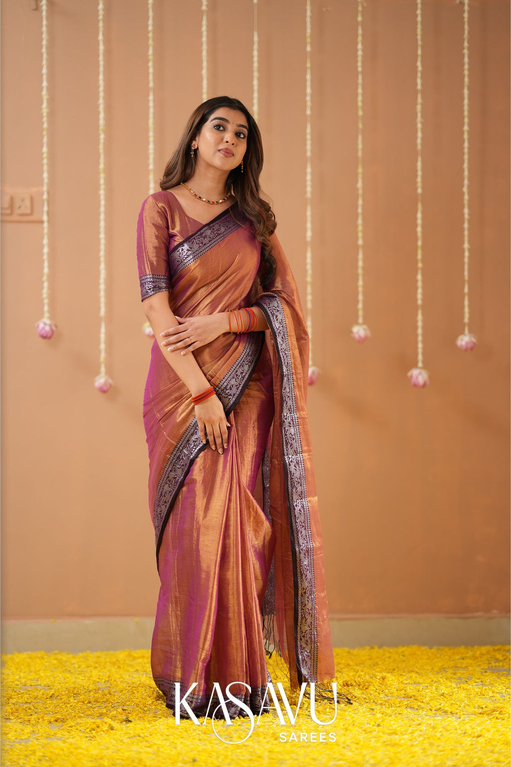 Kasavu Brown Tissue Cotten Saree