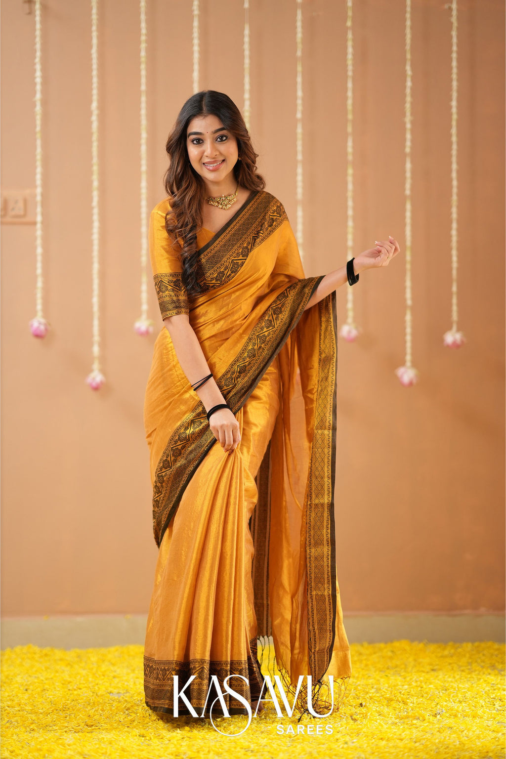 Kasavu Yellow Tissue Cotten Saree