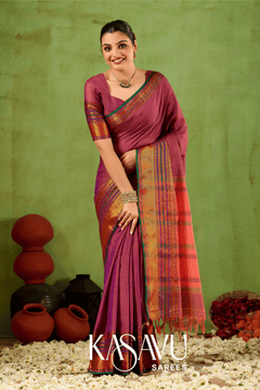 Kasavu Pink Narayanpet Cotton Saree