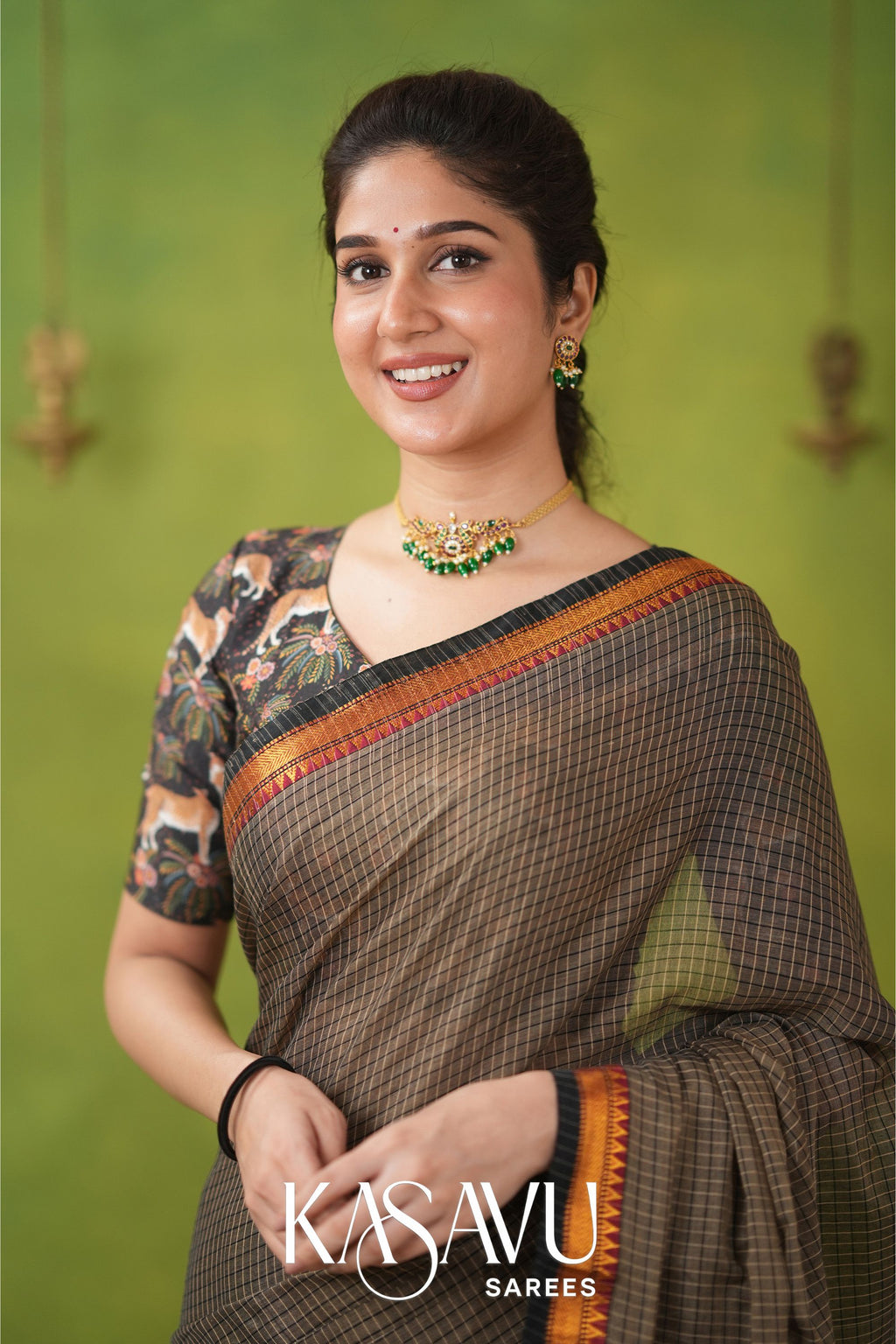 Kasavu Gray Narayanpet Cotton Saree