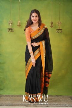 Kasavu Black Narayanpet Cotton Saree