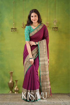 Kasavu Pink Narayanpet Cotton Saree
