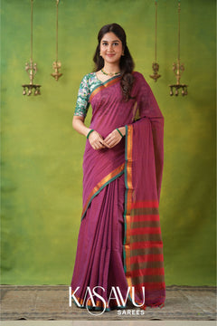 Kasavu Pink Narayanpet Cotton Saree