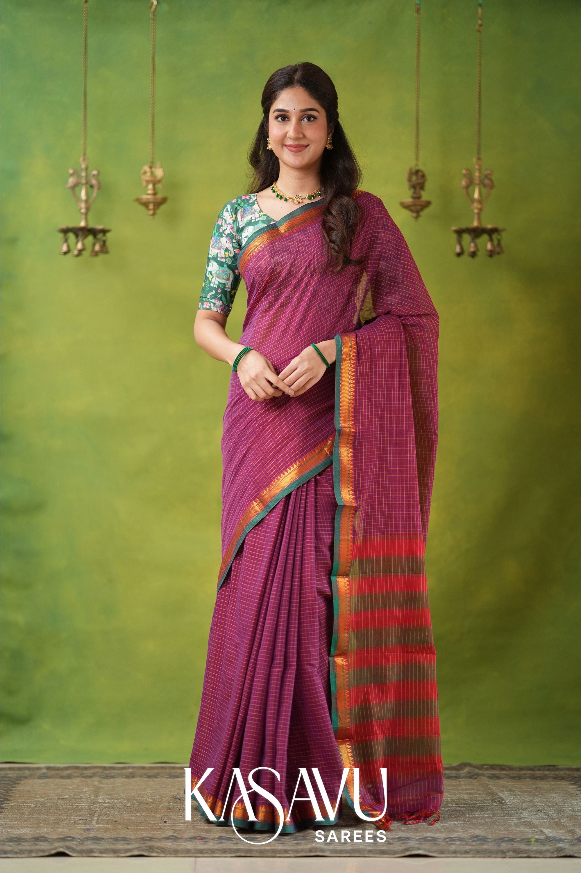 Kasavu Pink Narayanpet Cotton Saree