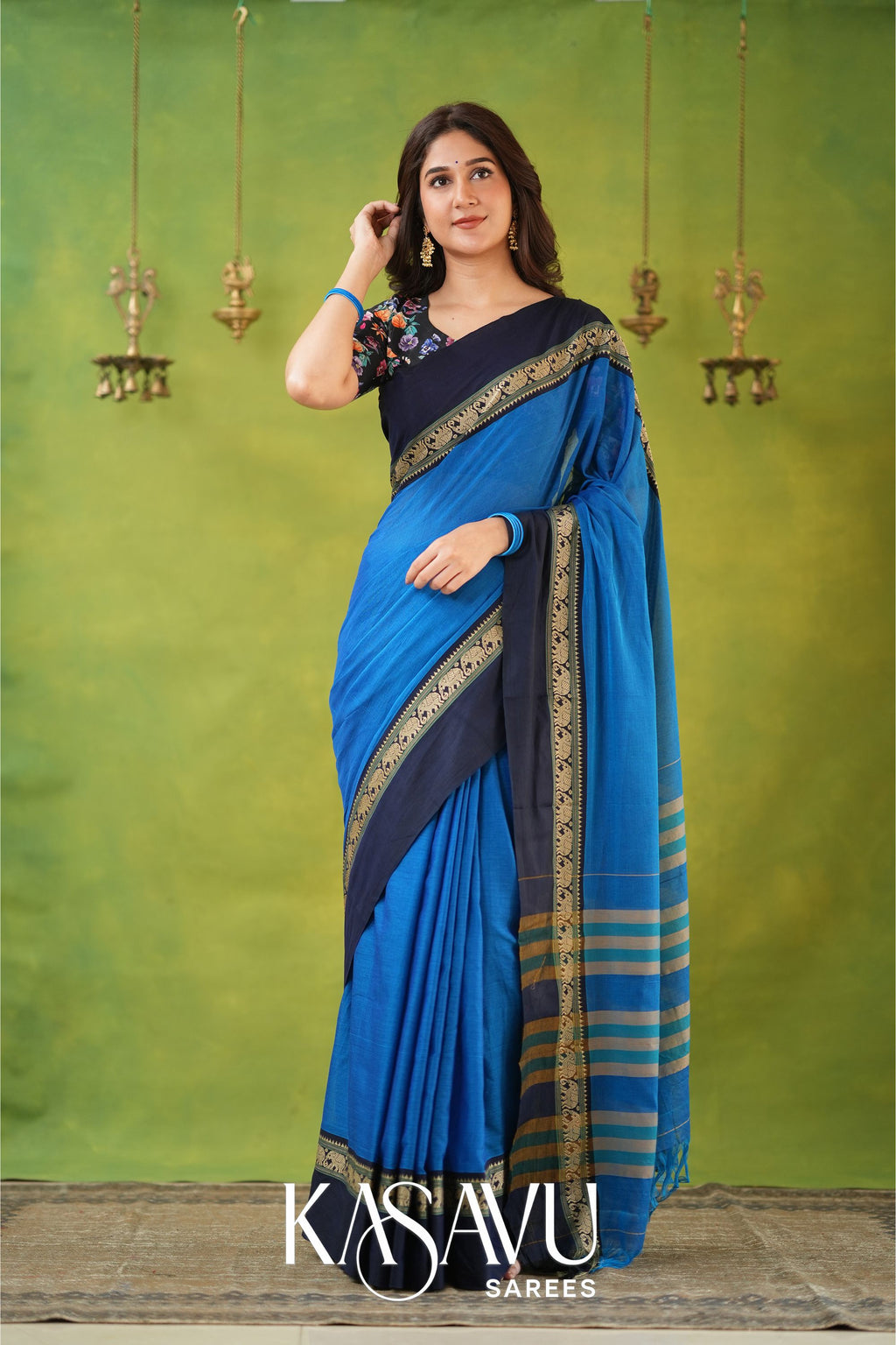 Kasavu Sky Narayanpet Cotton Saree