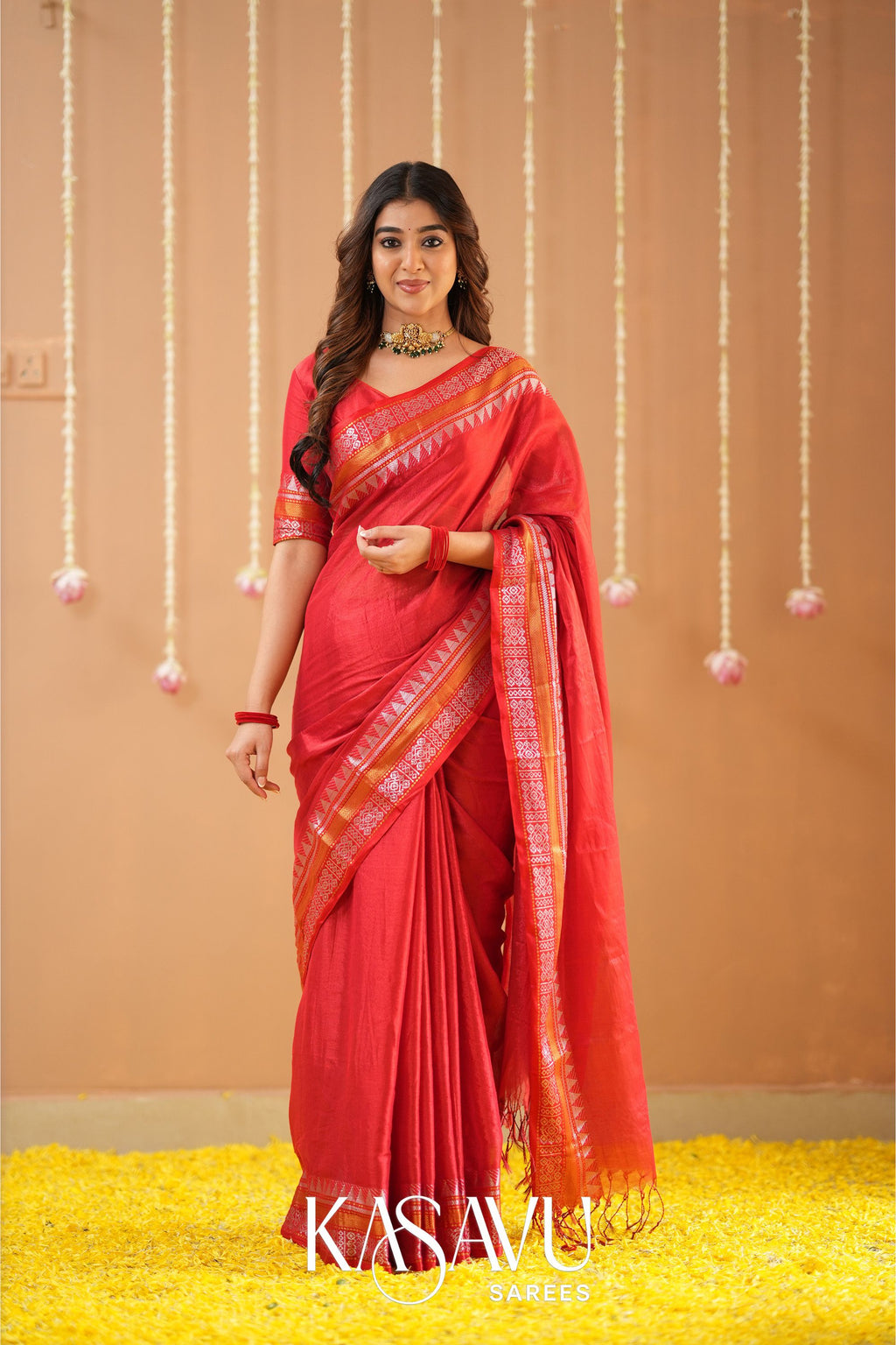 Kasavu Red Tissue Cotten Saree