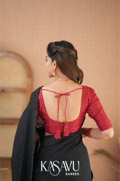 Kasavu Black Powerloom Cotton Saree