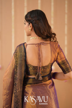 Kasavu Copper Tissue Cotten Saree