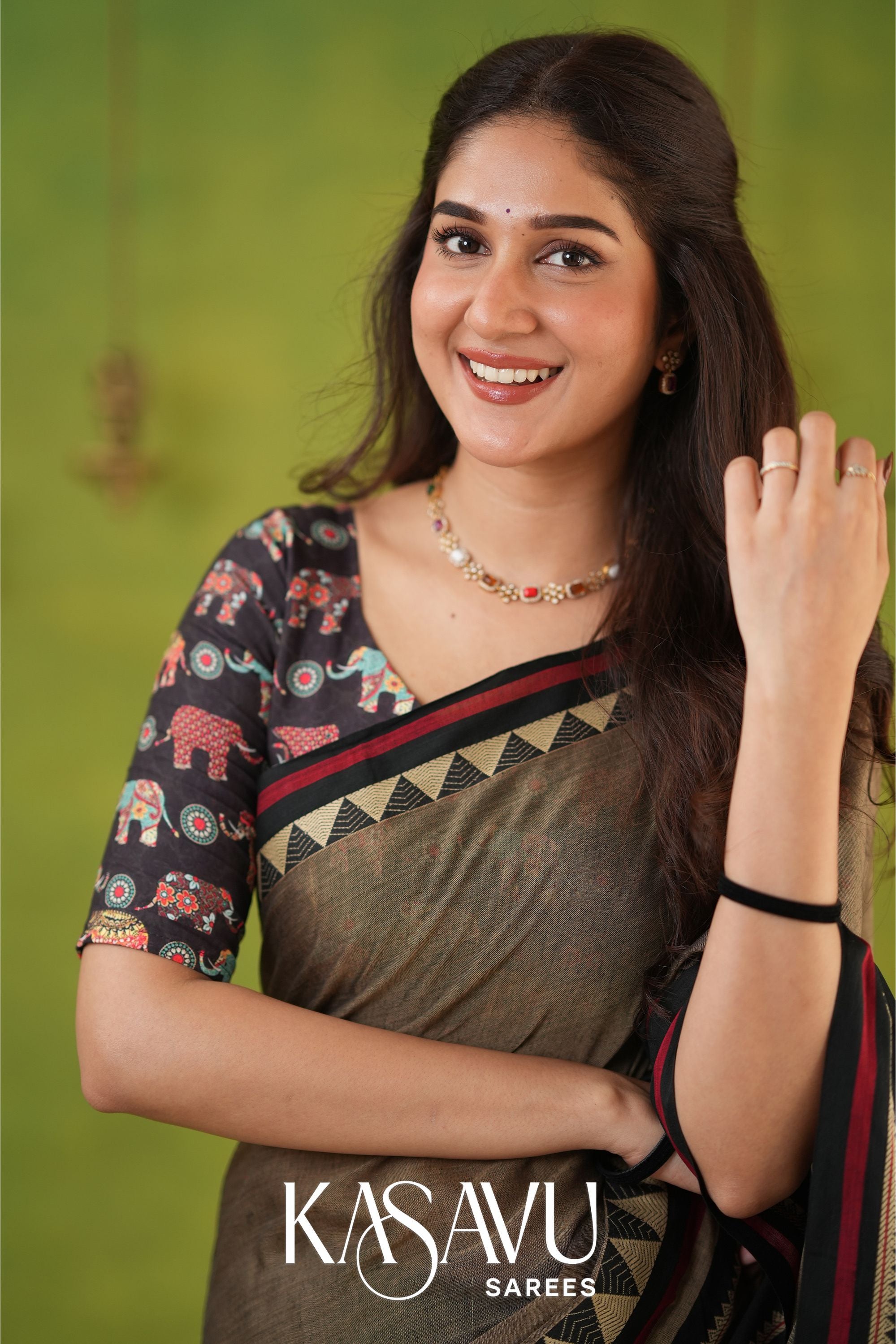 Kasavu Gray Narayanpet Cotton Saree