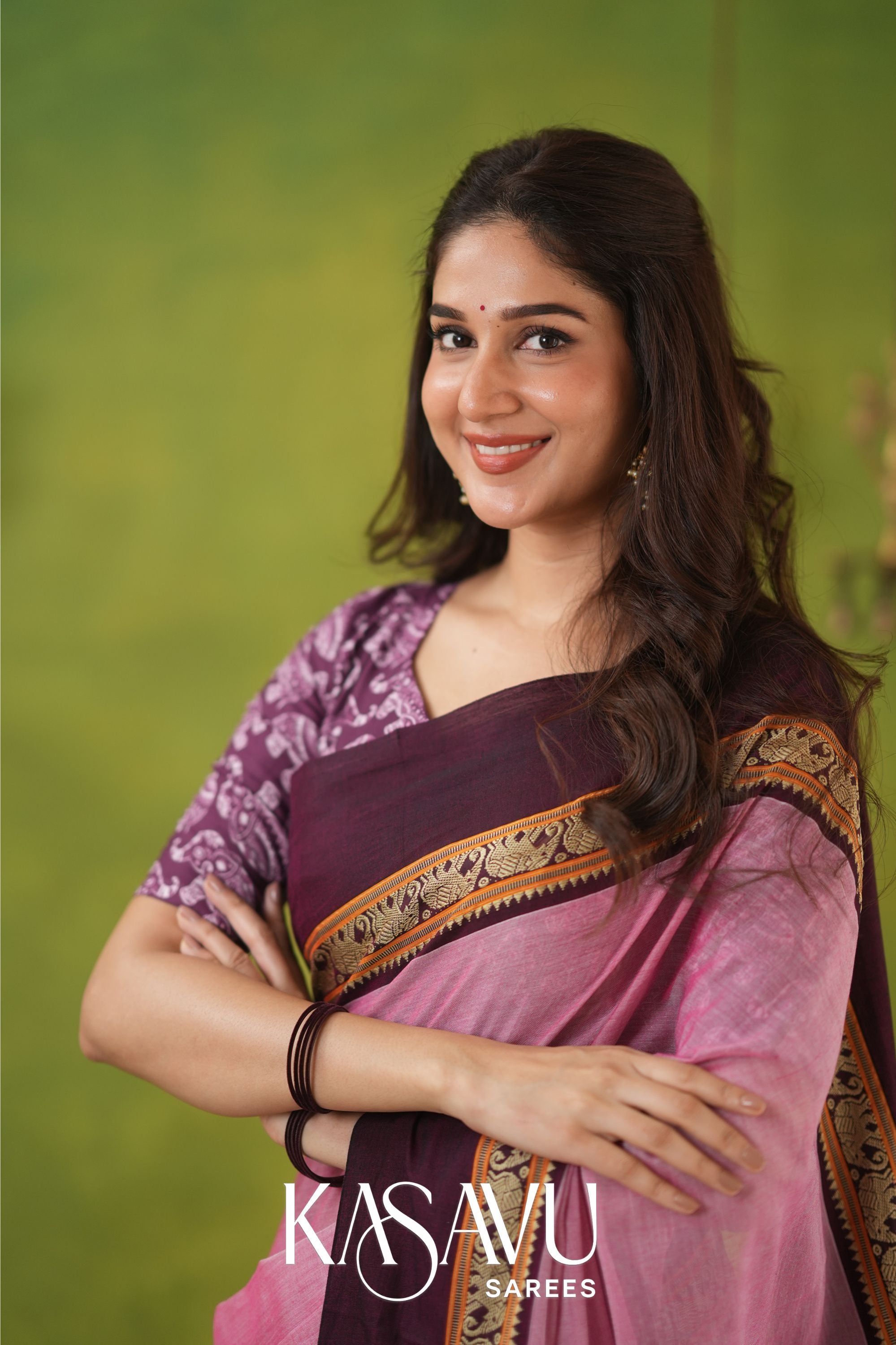 Kasavu Pink Narayanpet Cotton Saree