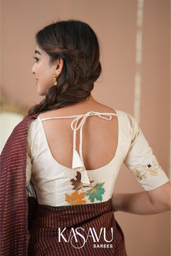Kasavu Brown Stripe cotton Saree