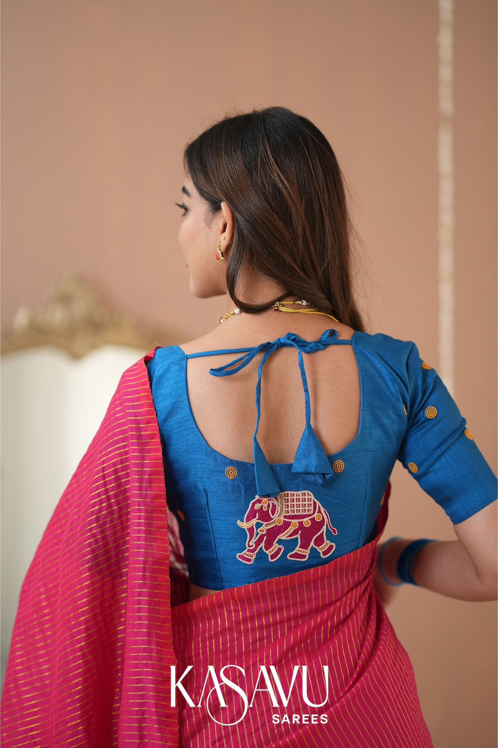 Kasavu Pink Stripe cotton Saree