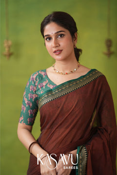 Kasavu Brown Narayanpet Cotton Saree