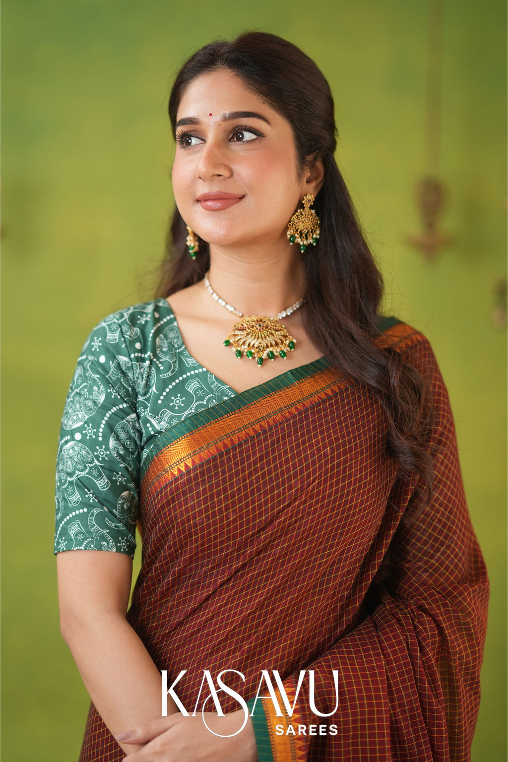 Kasavu Brown Narayanpet Cotton Saree