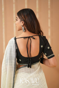 Kasavu White Powerloom Cotton Saree