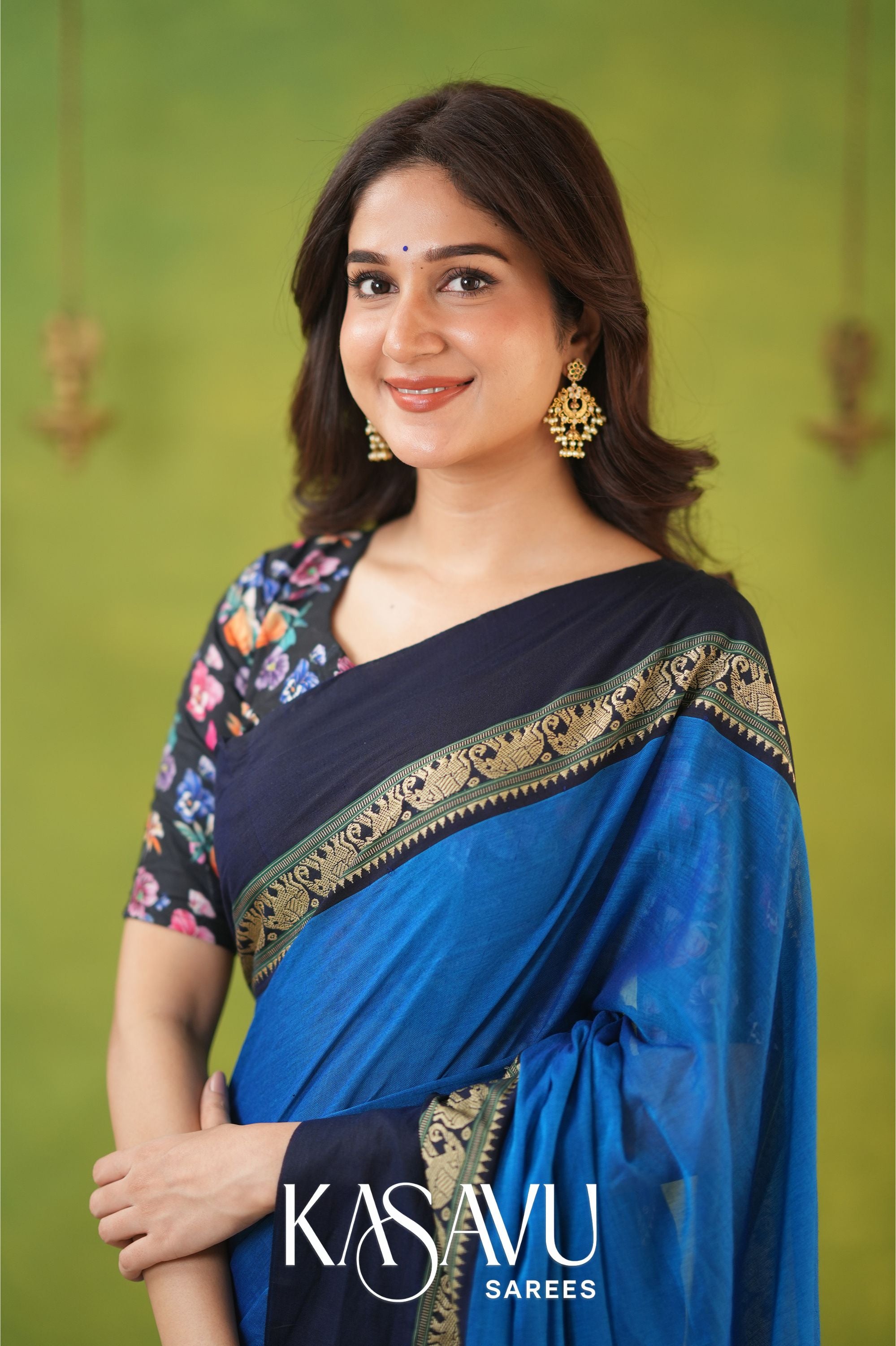Kasavu Sky Narayanpet Cotton Saree