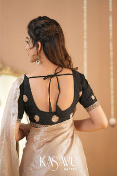 Kasavu Beige Tissue Cotten Saree