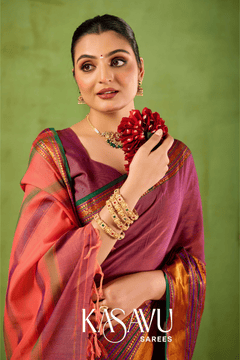 Kasavu Pink Narayanpet Cotton Saree