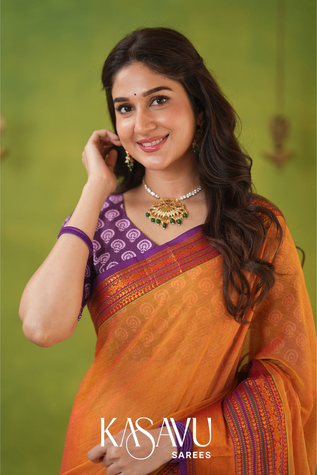 Kasavu Mustrad Yellow Narayanpet Cotton Saree